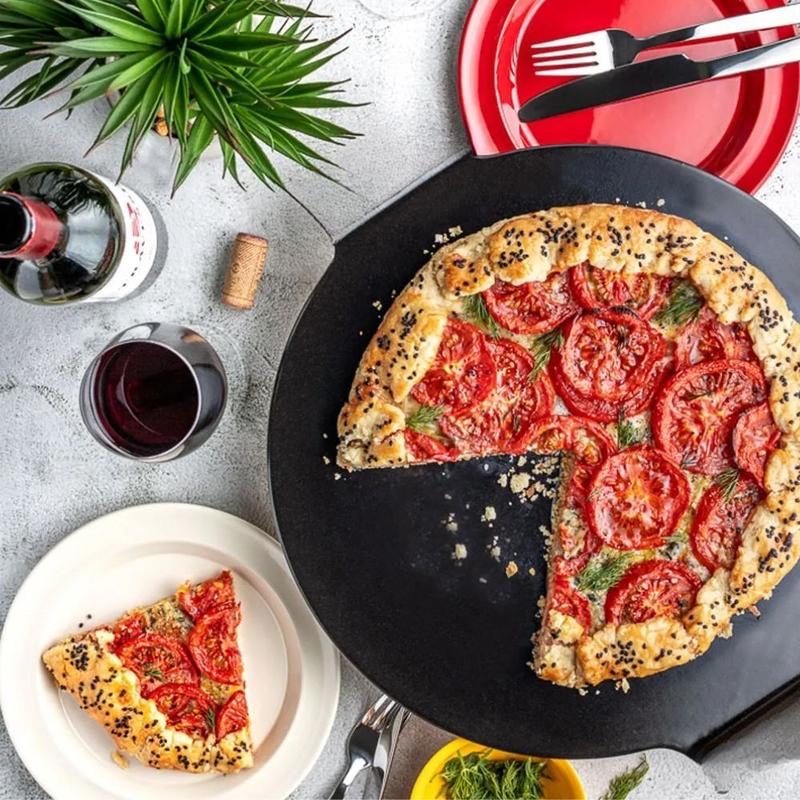 Jogo 8 Prato de Pizza Grande Raso Vidro Opalino Preto Friends Time